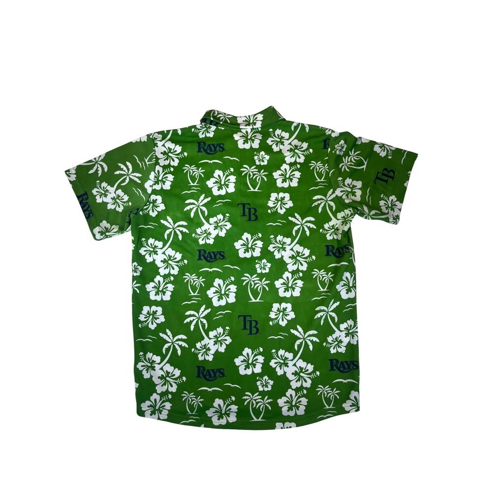 Match-Up Tampa Bay Rays MLB Hawaiian Shirt Green Floral Tropical Mens Medium - Picture 2 of 3